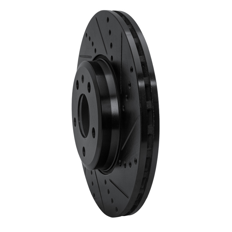 Audi A4 Quattro Brake Rotor (1) - Front Right - R1 Concepts - Drilled & Slotted - Black - `08-`25